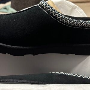Black Slip-On Shoes with Patterned Trim